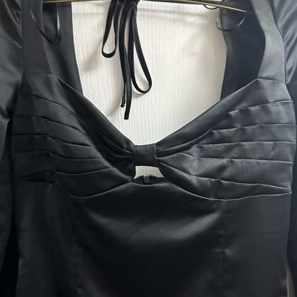 Dynamite Jet Black Mini Satin dress size XS - Picture 2 of 5